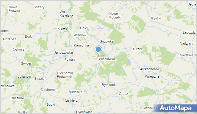 mapa Wiśniówka, Wiśniówka gmina Stoczek Łukowski na mapie Targeo